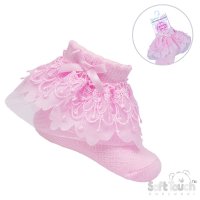 S344-P: Pink Lace Ankle Socks (0-24 Months)